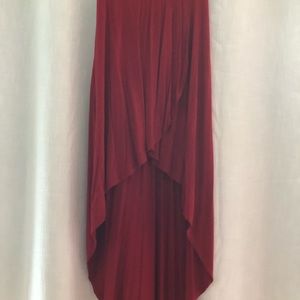 DEEP RED HIGH LOW SKIRT